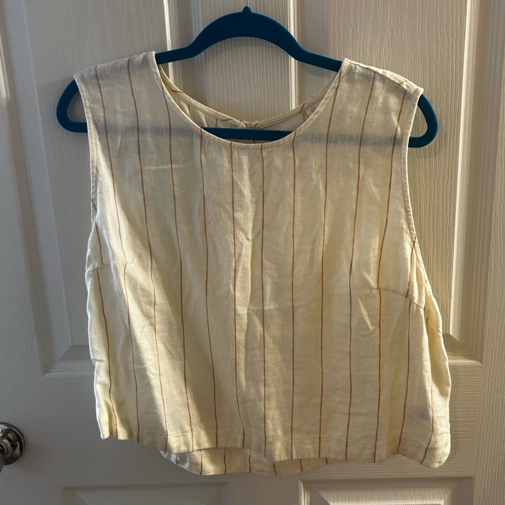 Striped Linen Cropped Tank